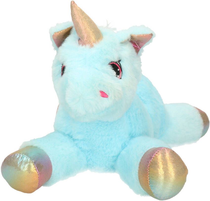 Sandy Knuffeldier Eenhoorn Mistica zachte pluche stof dieren knuffels blauw 56 cm Knuffeldier