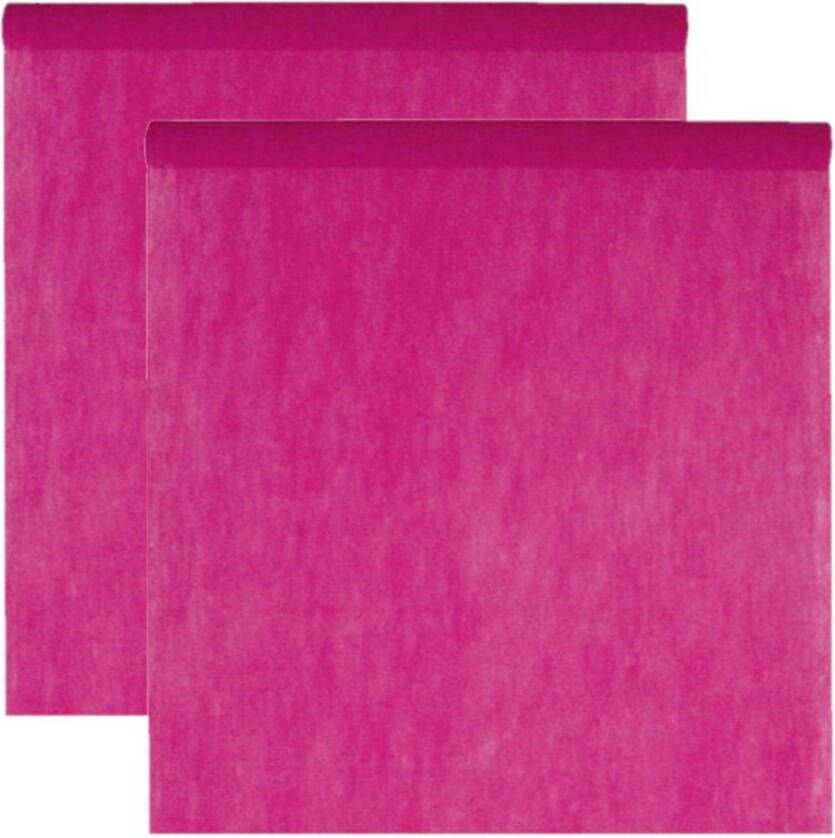 Santex Tafelkleed op rol 2x polyester fuchsia roze 120 cm x 10 m Feesttafelkleden