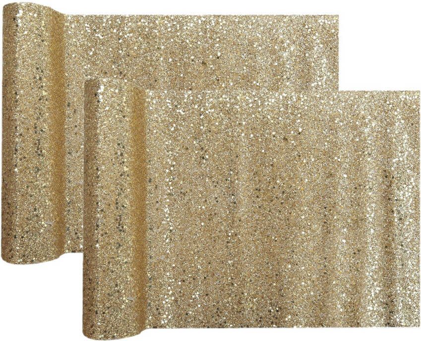 Santex Tafelloper op rol 2x goud glitter 28 x 300 cm polyester Feesttafelkleden