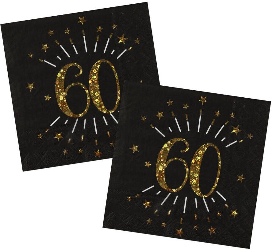 Santex Verjaardag feest servetten leeftijd 50x 60 jaar goud 33 x 33 cm Feestservetten