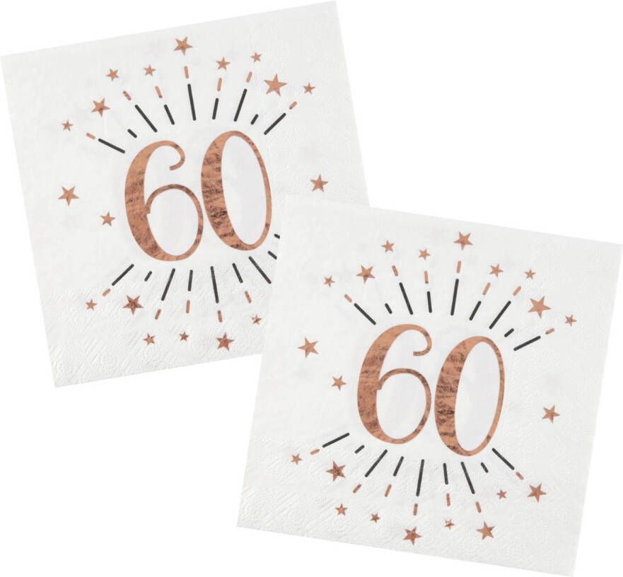 Santex Verjaardag feest servetten leeftijd 50x 60 jaar rose goud 33 x 33 cm Feestservetten