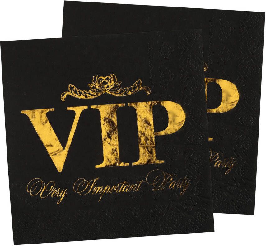 Santex VIP thema feest servetten 20x stuks 33 x 33 cm papier goud zwart themafeest Feestservetten