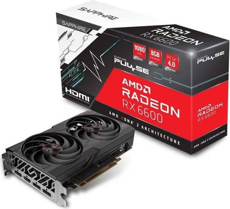 SAPPHIRE Grafische kaart Radeon RX 6600 Pulse Gaming 8 GB GDDR6 HDMI 3x DP (11310-01-20G)