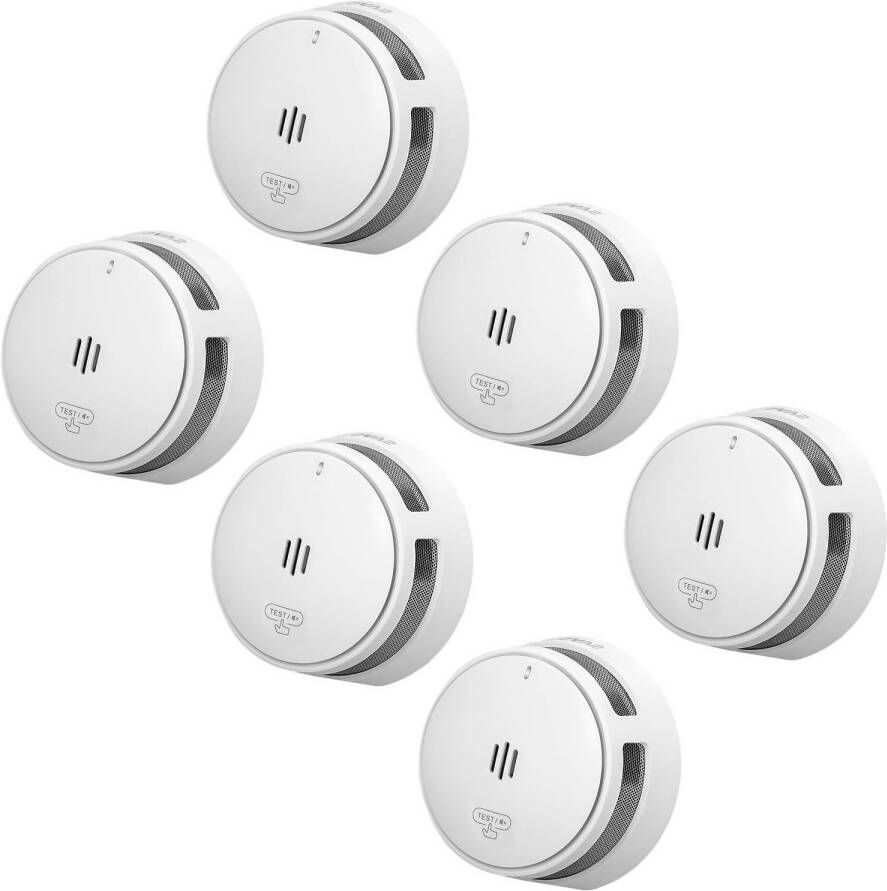 SAVS S10 Rookmelder 6-pack 6 Rookmelders 10 jaar batterij Compact design Voldoet aan Europese norm Infrarood sensor Brandalarm