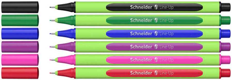 Schneider fineliner set Line-Up 0 4 mm 16 cm rubber 6 stuks