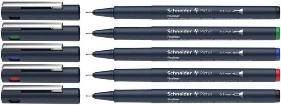 Schneider fineliners permanent Pictus edelstaal 5 stuks