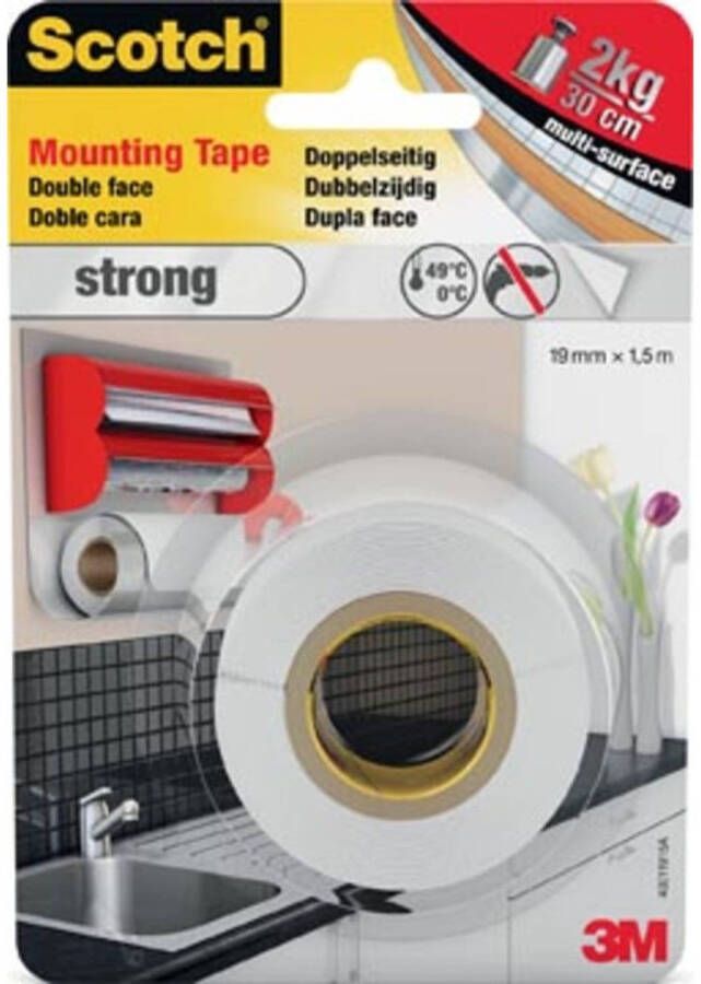 Scotch Montagetape Strong Ft 19 Mm X 1 5 M Blisterverpakking