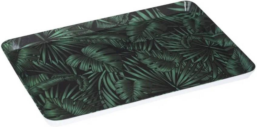 Secret de Gourmet Dienblad serveerblad rechthoekig Jungle 45 x 30 cm donker groen Dienbladen