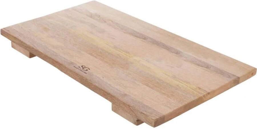 Secret de Gourmet Grote snijplank serveerplank op pootjes rechthoek 58 x 38 cm van mango hout Snijplanken