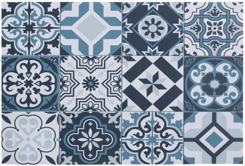 Secret de Gourmet Rechthoekige placemat mozaiek blauw vinyl 45 x 30 cm Placemats