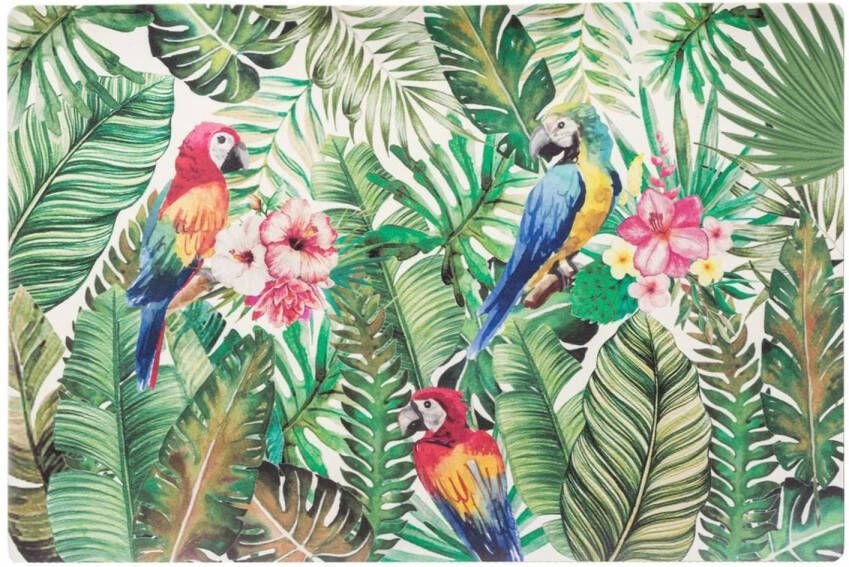 Secret de Gourmet Rechthoekige placemat Tropisch papegaaien PVC 45 x 30 cm Placemats