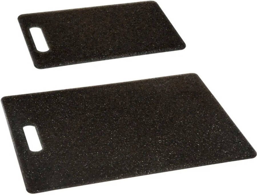 Secret de Gourmet Set van 2x stuks snijplanken zwart 25 36 cm van kunststof Snijplanken
