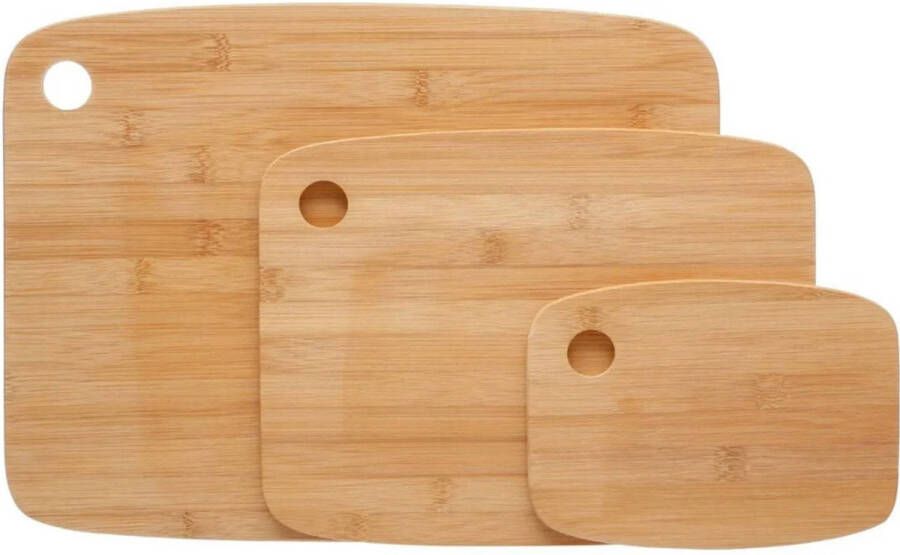 Secret de Gourmet Set van 3x stuks snijplanken 19 29 37 cm van bamboe hout Snijplanken