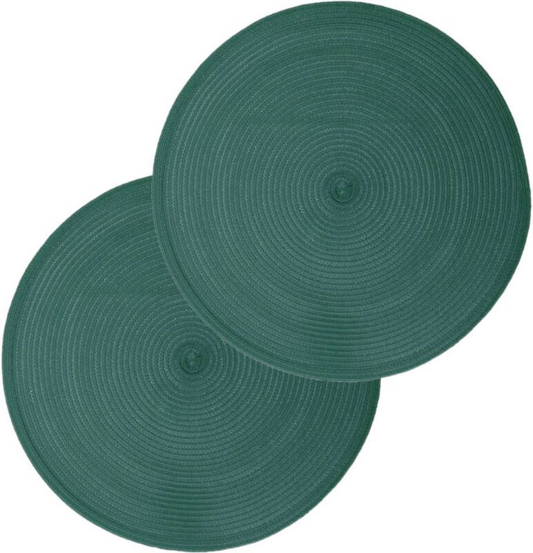 Secret de Gourmet Set van 4x stuks placemats gevlochten kunststof emerald groen 38 cm Placemats