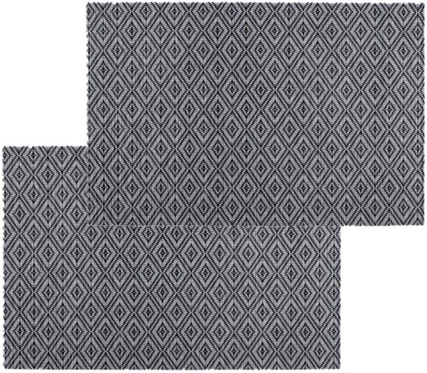Secret de Gourmet Set van 4x stuks placemats grafische print zwart texaline 45 x 30 cm Placemats