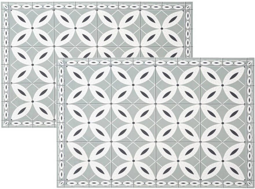 Secret de Gourmet Set van 4x stuks placemats mozaiek grijs vinyl 45 x 30 cm Placemats