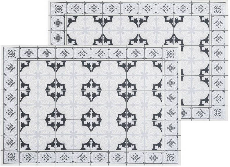 Secret de Gourmet Set van 4x stuks placemats mozaiek grijs vinyl 45 x 30 cm Placemats