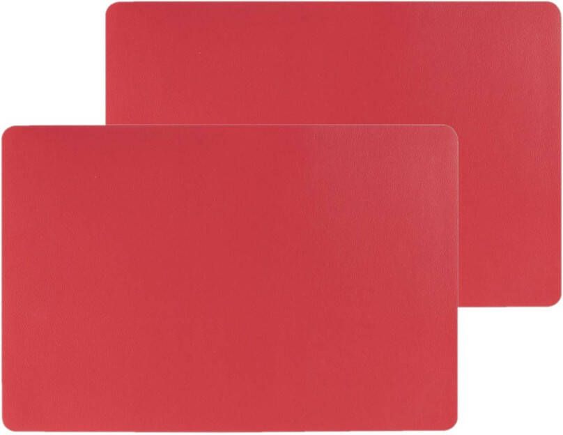 Secret de Gourmet Set van 4x stuks placemats PU-leer leer look rood 45 x 30 cm Placemats