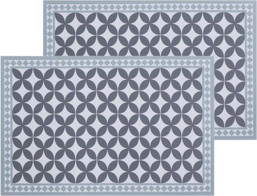 Secret de Gourmet Set van 4x stuks rechthoekige placemats mozaiek grijs vinyl 45 x 30 cm Placemats
