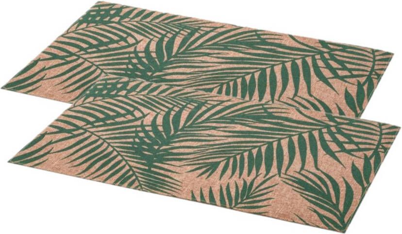 Secret de Gourmet Set van 4x stuks rechthoekige placemats Palm groen linnen mix 45 x 30 cm Placemats