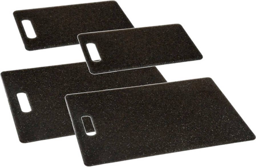 Secret de Gourmet Set van 4x stuks snijplanken zwart 25 36 cm van kunststof Snijplanken