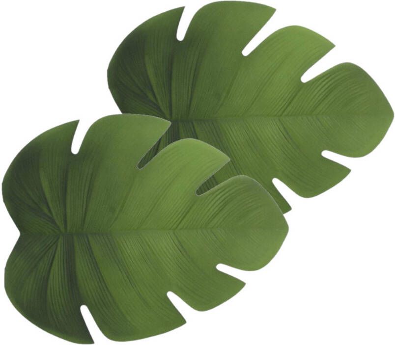 Secret de Gourmet Set van 6x stuks placemats blad groen vinyl 47 x 38 cm Placemats