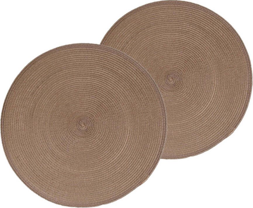 Secret de Gourmet Set van 6x stuks placemats gevlochten kunststof taupe 38 cm Placemats