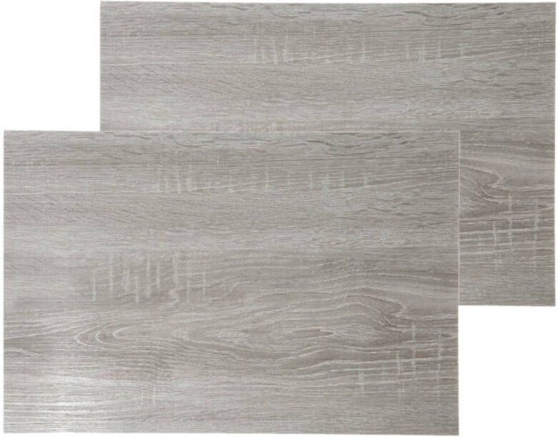 Secret de Gourmet Set van 6x stuks placemats hout print grijs PVC 45 x 30 cm Placemats