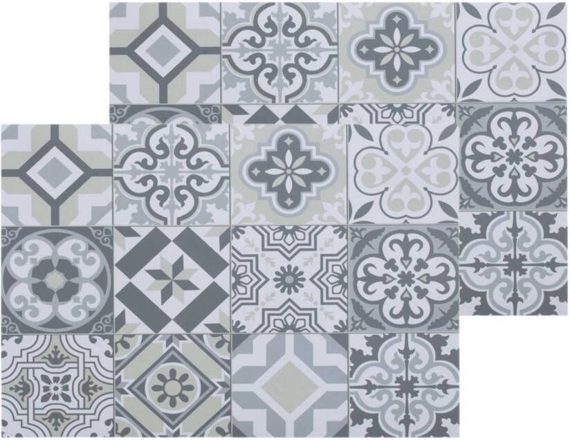 Secret de Gourmet Set van 6x stuks rechthoekige placemats mozaiek grijs vinyl 45 x 30 cm Placemats