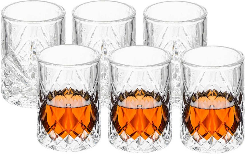 Secret de Gourmet Shotglazen Marbella set 6x 60 ml glas borrelglazen luxe glaasjes shotjes drinken