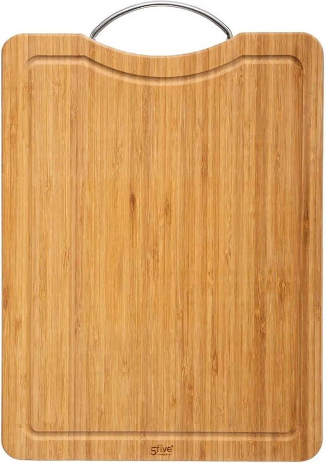 Secret de Gourmet Snijplank met metalen handvat 42 x 30 cm van bamboe hout Snijplanken