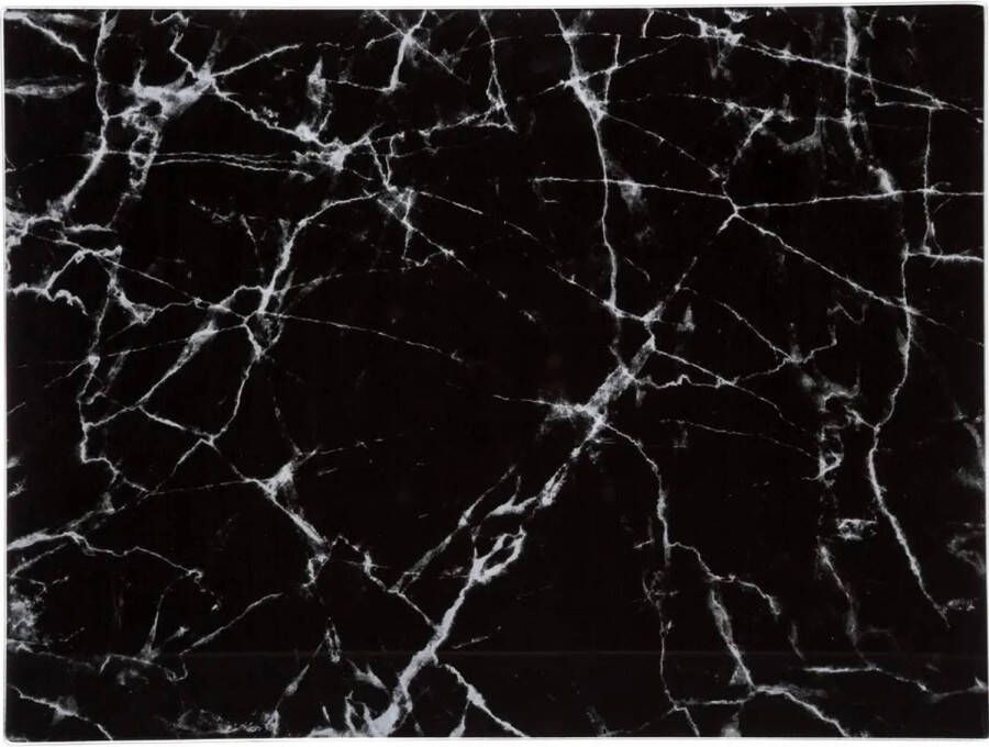 Secret de Gourmet Snijplank rechthoek zwart met marmer print 40 x 30 cm van glas Snijplanken