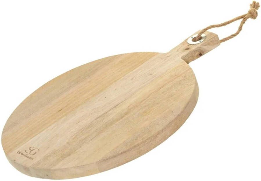 Secret de Gourmet Snijplank rond met handvat 36 cm van mango hout Snijplanken