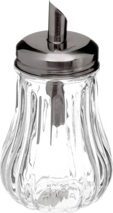 Secret de Gourmet Suikerpot suikerstrooier glas met RVS tuit 180ml Suikerstrooiers