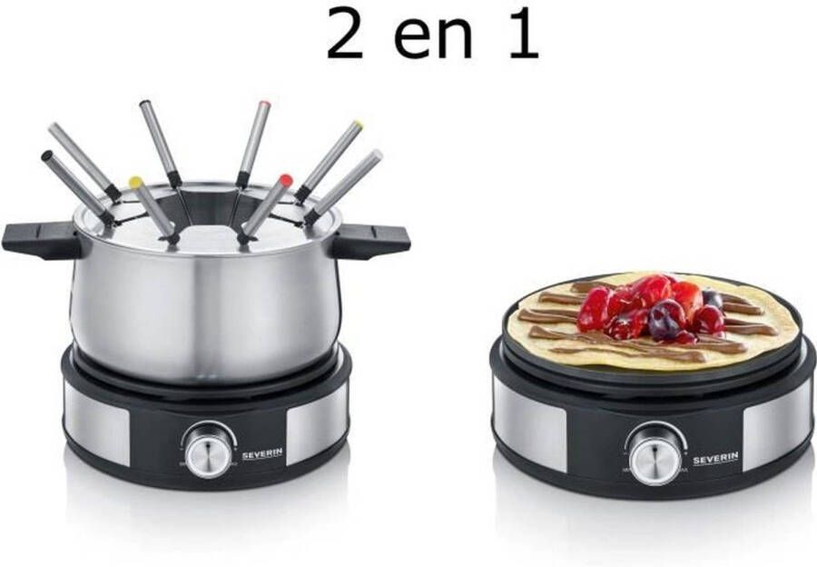 Severin FO 2471 Crepe Maker Fondueset combi Elektrisch RVS Zwart - Foto 4