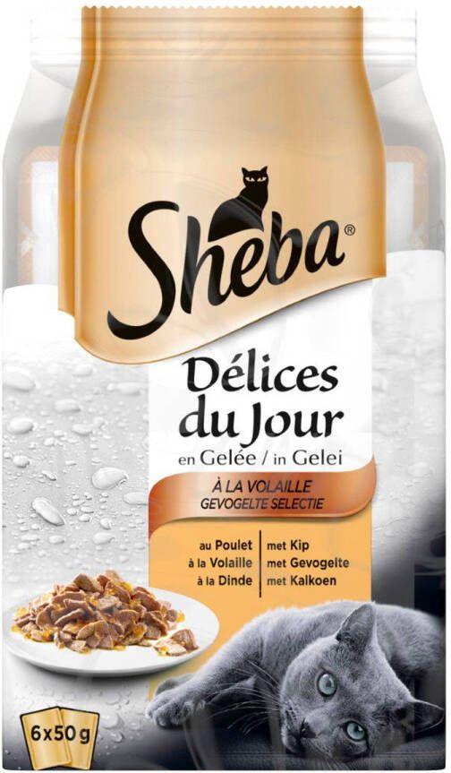 Sheba Kattenvoer Delices du Jour Gevogelte maaltijdzakjes in gelei 6x50 g 1x6