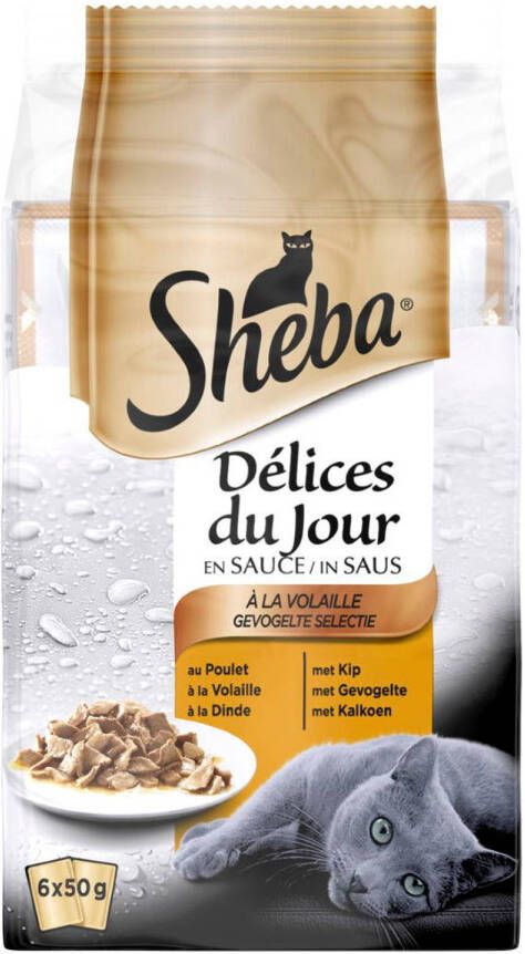 Sheba Kattenvoer Delices du Jour Gevogelte maaltijdzakjes multipack 6x50 gr 1x6