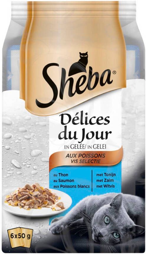 Sheba Kattenvoer Delices du Jour Vis maaltijdzakjes in gelei 6x50 g 1x6