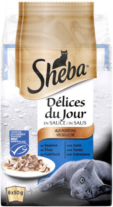 Sheba Kattenvoer Delices du Jour Vis maaltijdzakjes multipack 6x50 g 1x6