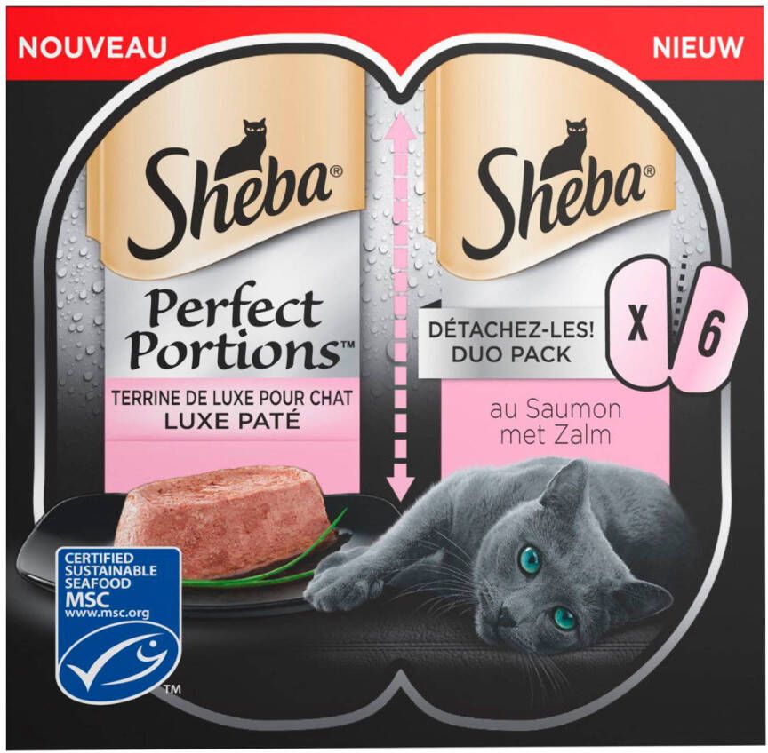 Sheba Kattenvoer Perfect Portfions Adult zalm in loaf 3 pack (2x37 5 g) 1x8