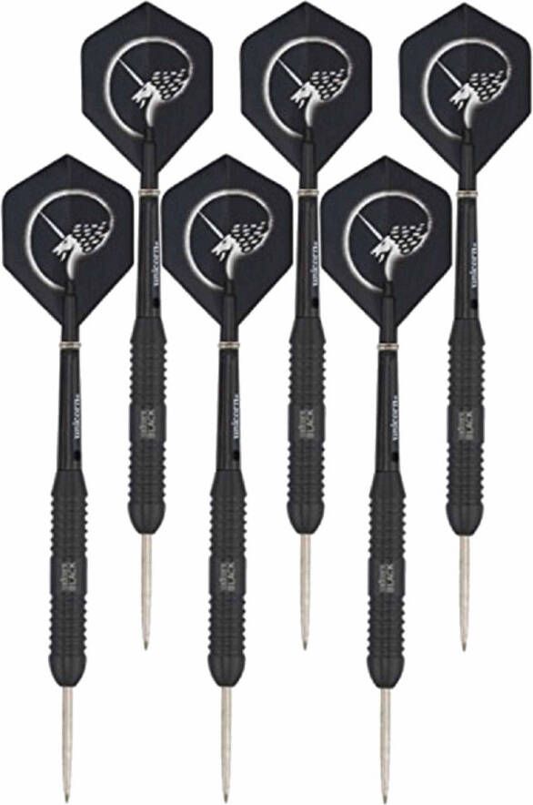 Merkloos 2x Set van zwarte dartpijltjes met Unicorn flights 26 grams Dartpijlen