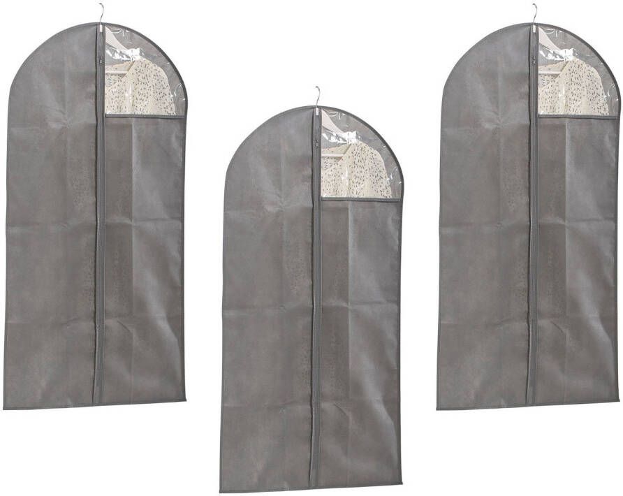 Zeller 3x Grijze beschermhoezen voor kleding kleren 60 x 120 cm Kledinghoezen
