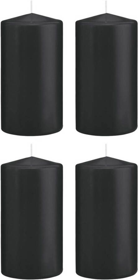 Merkloos Sans marque 4x Zwarte cilinderkaarsen stompkaarsen 8 x 15 cm 69 branduren Geurloze kaarsen – Woondecoraties