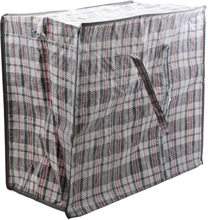 Cosy&Trendy Mega jumbo XXL waszak wasgoedtas grijs geruit 55 x 30 cm van kunststof Wasgoed tassen zakken