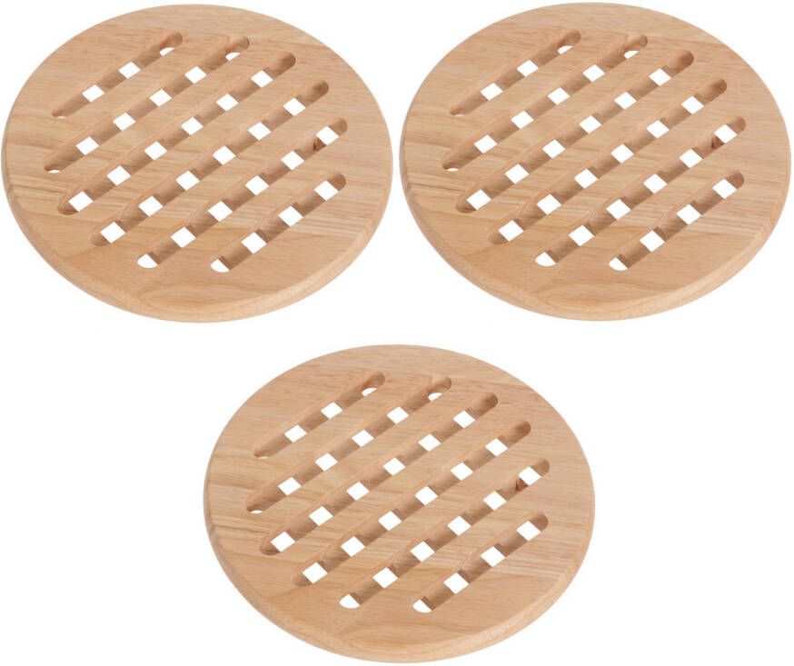 Cosy & Trendy Set van 3x stuks ronde pannen onderzetters van hout 19 cm Panonderzetters