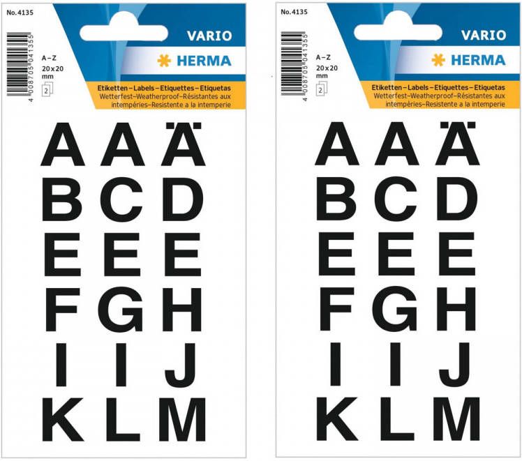 Shoppartners Stickervellen met 72x stuks alfabet plak letters A-Z zwart 20x20 mm Stickers