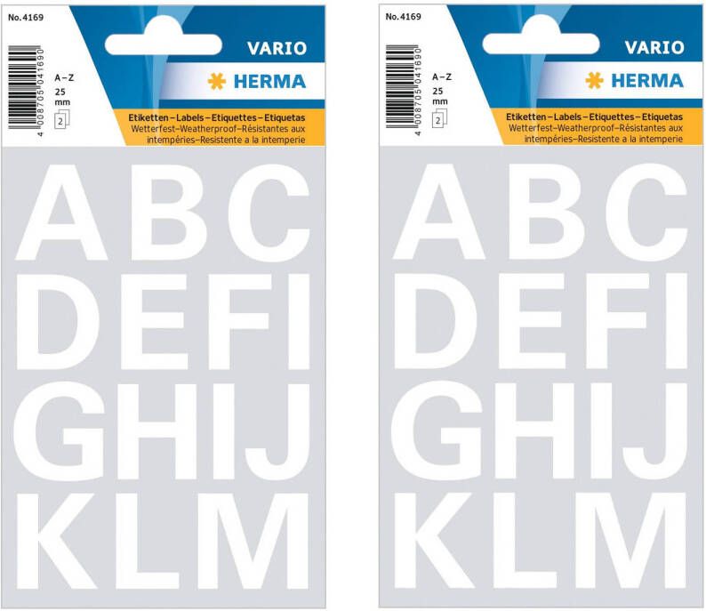 Shoppartners Stickervelletjes 56x alfabet plak letters A-Z wit 25 mm Stickers