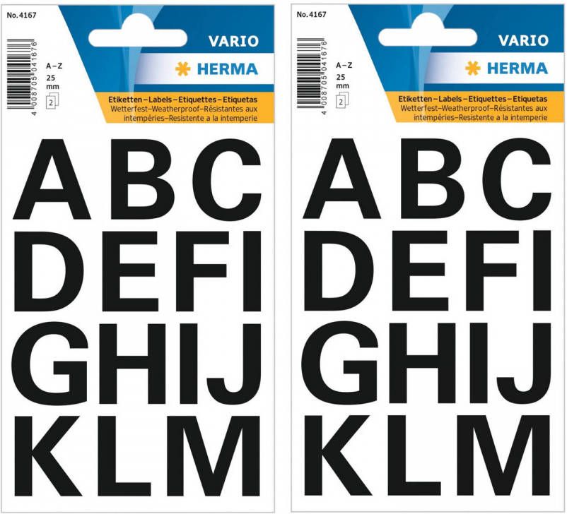 Shoppartners Stickervelletjes 56x alfabet plak letters A-Z zwart 25 mm Stickers