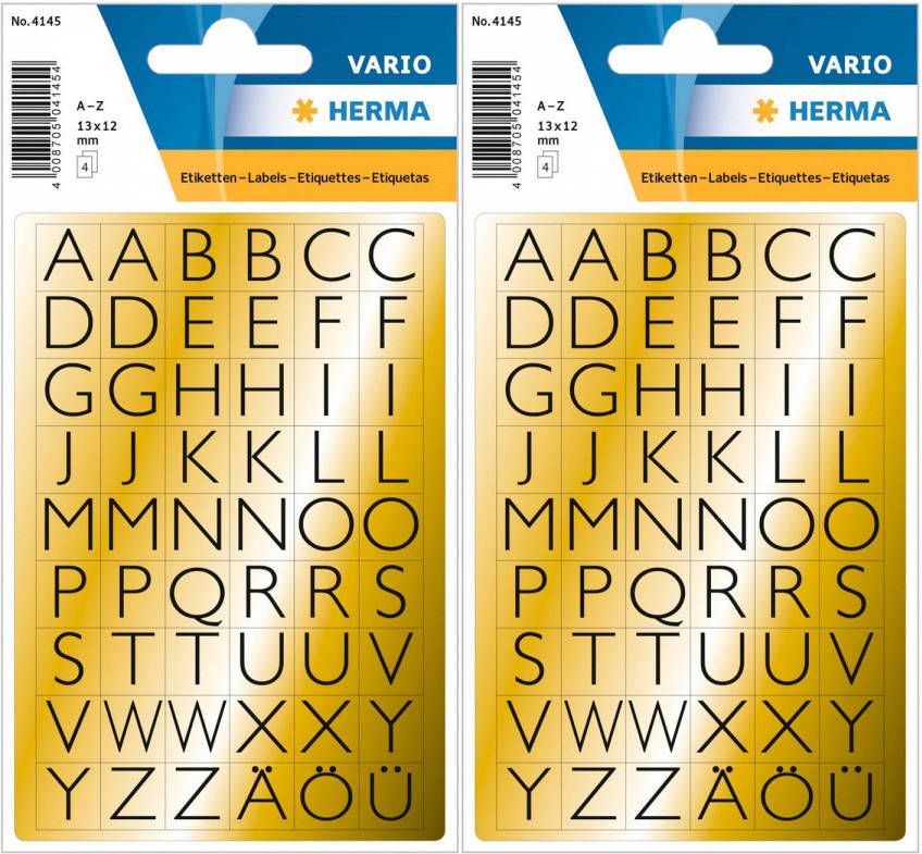 Shoppartners Stickervelletjes met 432x stuks alfabet plak letters A tot Z zwart goud 13x12 mm Stickers
