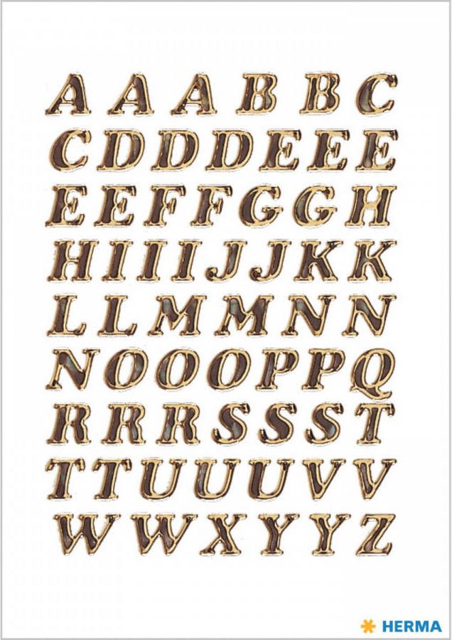 Shoppartners Stickervelletjes met 61x stuks plak letters alfabet A tot Z goud folie 8 mm Stickers